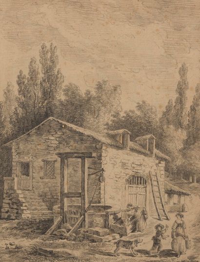 null AFTER Hubert ROBERT (1733-1808)

Washerwoman near the well.

Black stone retouched...