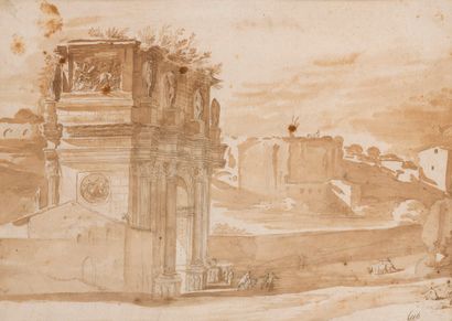 null ATTRIBUTED TO Jacob VAN DER ULFT (1621-1689)

View of Constantine's Arc de Triomphe...