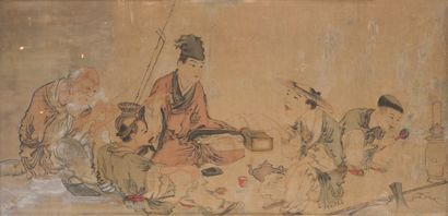 null INK AND COLOUR PAINT ON PAPER

China, 20th century.

Representing a scene of...