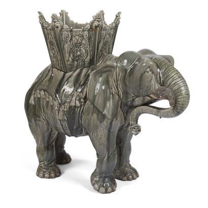 null Delphin MASSIER (1836-1907) 

Elephant with canopy, model 617/I from the manufacturer's...