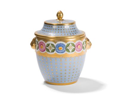 null SEVRES

SUGAR BOWL COVERED IN PORCELAIN

with polychrome decoration of flowers...