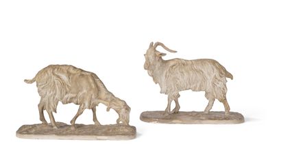 null TWO PLATER FIGURES AFTER Pierre-Jules MENE 

representing a goat and a billy...