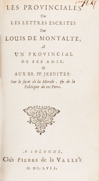 null [PASCAL (Blaise)]

Les Provinciales ou les Lettres escrites par Louis de Montalte,...