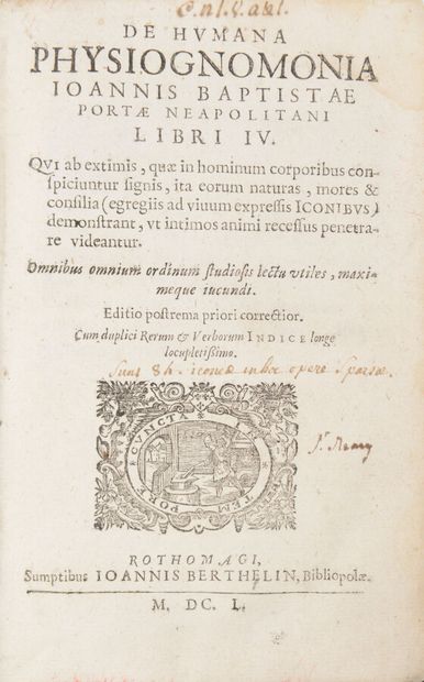 null Physiognomy

PORTA (Jean-Baptiste)

De Humana Physiognomonia. Libri IV. Rouen,...