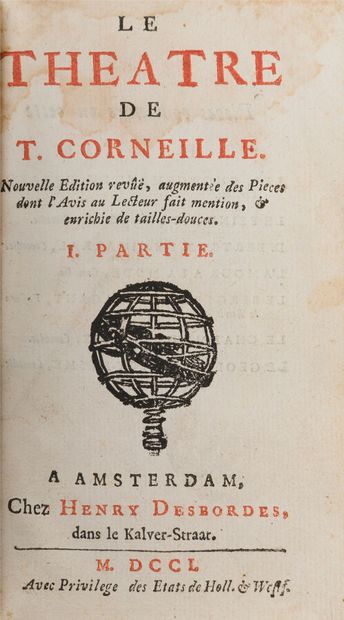 null CORNEILLE (Thomas)

The Theatre of T. Corneille. Amsterdam, Desbordes, 1701.

5...