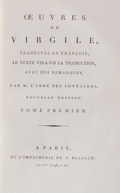 null VIRGIL

OEuvres traduites en Français, le texte vis-à-vis la traduction, avec...
