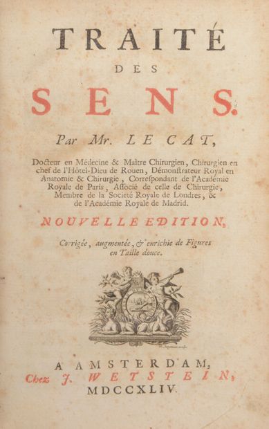 null LE CAT (Claude-Nicolas)

Traité des Sens. Amsterdam, Weststein, 1744.

In-8...