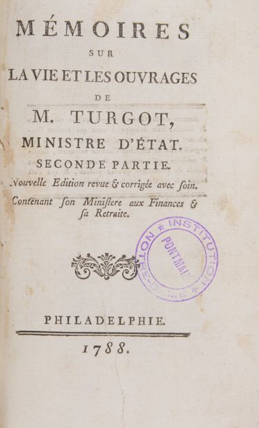 null 
Physiocratie

[TURGOT (Anne Robert Jacques) - [DUPONT DE NEMOURS (Pierre-Samuel)]]

Mémoires...