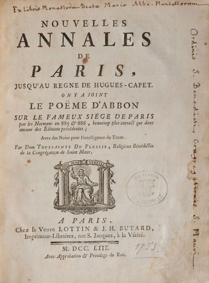 null DU PLESSIS (Toussaint)

New annals of Paris, until the reign of Hugues Capet....