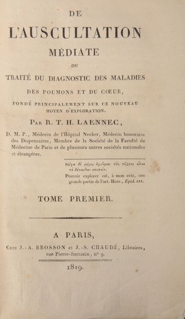 null LAENNEC (René-Théophile-Hyacinthe)

De l'Auscultation Médiate ou Traité de Diagnostic...