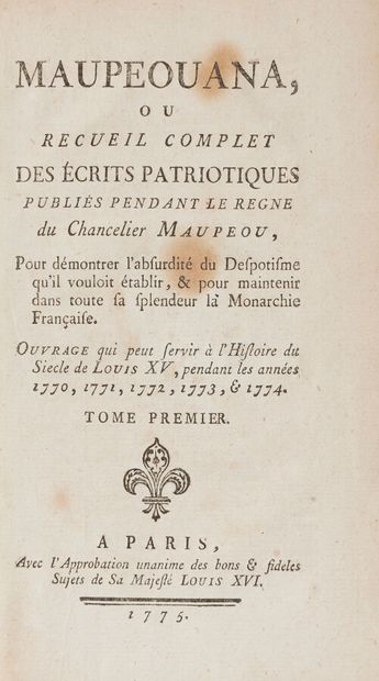 null Ancien Régime

PIDANSAT DE MAIROBERT (Mathieu-François)]

Maupeouana, or complete...