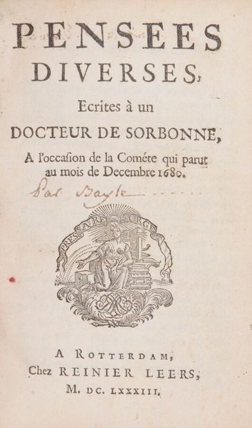 null Astronomie

[BAYLE (Pierre)]

Pensées diverses écrites à un Docteur de la Sorbonne,...