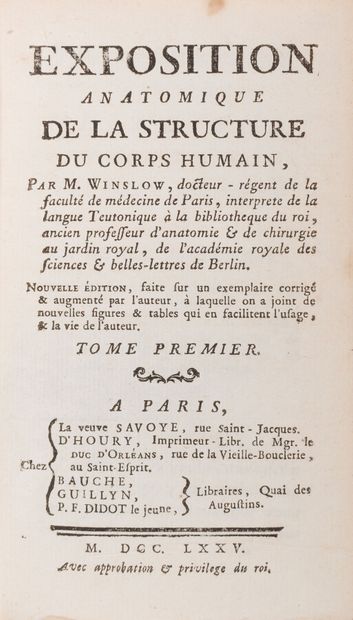 null WINSLOW (Jacques-Bénigne)

Exposition Anatomique de la Structure du Corps Humain....