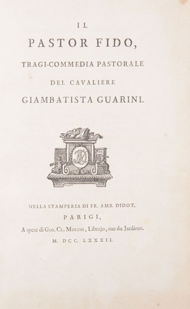 null GUARINI (Battista)

Il Pastor Fido, tragi-commedia pastorale. Paris, Molini,...