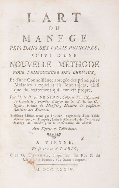 null Équitation

SIND (Jean Baptiste) baron de

L'Art du Manège pris dans ses Vrais...