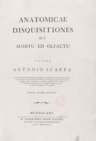 null 
SCARPA (Antonio)




Anatomicae Disquisitione de Auditu et Olfactu. Mediolani,...