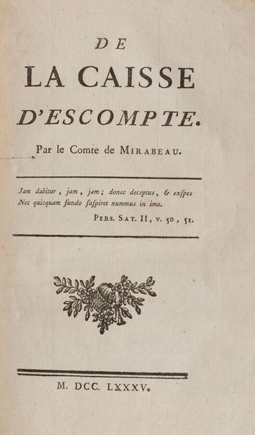 null MIRABEAU (Honoré Gabriel Riqueti Comte de) - LINGUET

1/ De la Caisse d'Escompte....