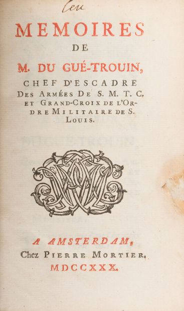 null Marine

DUGUAY-TROUIN (René)

Memoirs of M. du Gué-Trouin, Squadron Leader of...