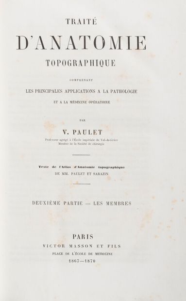 null PAULET (Vincent) - SARAZIN (Jules)

Traité d'anatomie topographique comprenant...