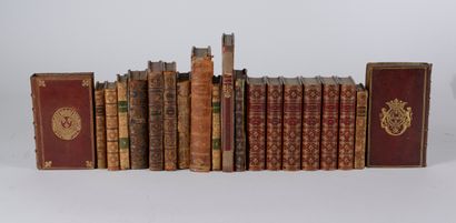 null [RELIURES XVIIIe et XIXe dont MAROQUINS ROUGES]

Ensemble de 20 volumes environ...