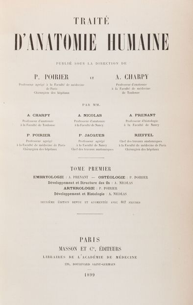 null POIRIER (Paul-Julien) - CHARPY (A.)

Traité d'Anatomie Humaine. Paris, Masson,...
