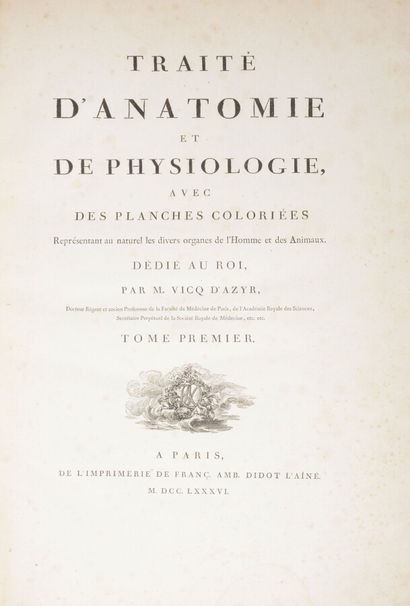 null VICQ d'AZYR (Félix)

Traité d'Anatomie et de Physiologie, with coloured plates...