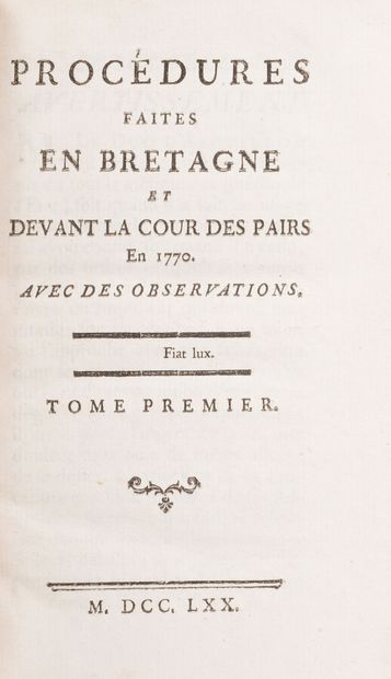 null Brittany

LA CHALOTAIS (Louis-René de Caradeuc de) - BRETAGNE]

Proceedings...