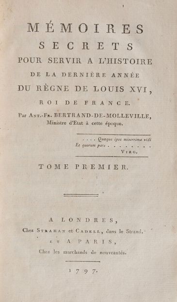 null BERTRAND de MOLLEVILLE (Antoine-François)

Mémoires Secrets pour servir à l'Histoire...