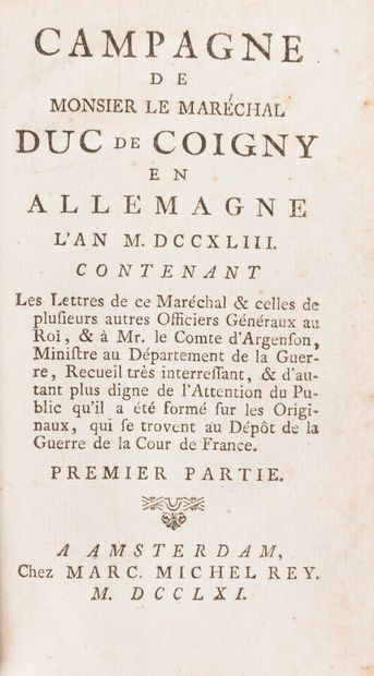 null COIGNY (François de Franquetot, duke of)

Campaign of Monsieur le Maréchal Duc...