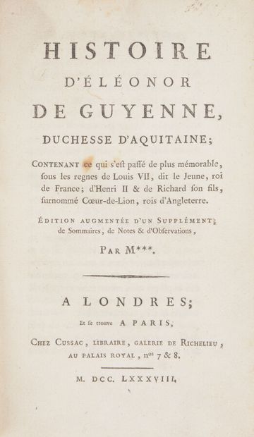 null Aquitaine - Guyenne

LARREY (Isaac de)

History of Eleanor of Guyenne, Duchess...