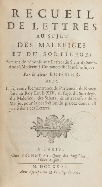 null Witchcraft

BOISSIER (A.)

Collection of letters on the subject of Malefices...