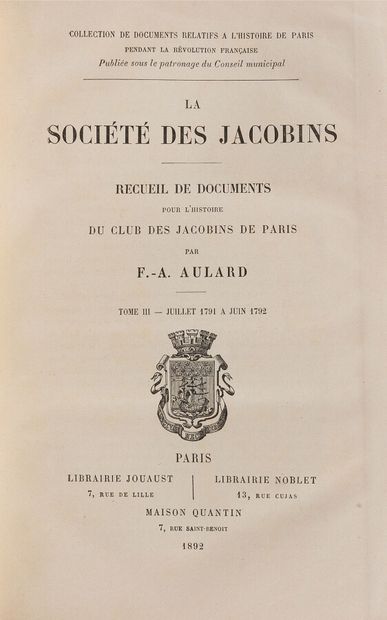 null Jacobinism

AULARD (F.-A.)

The Jacobin Society. A collection of documents for...