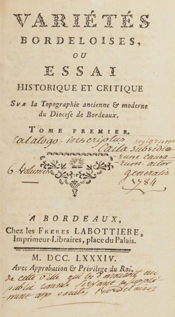 null BAUREIN (Jacques, abbot)

Variétés Bordeloises, or historical and critical essay...