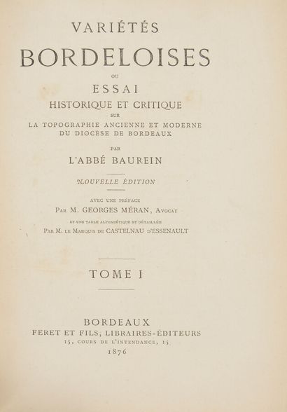 null BAUREIN (Jacques) abbot

Variétés Bordeloises ou Essai Historique et Critique...