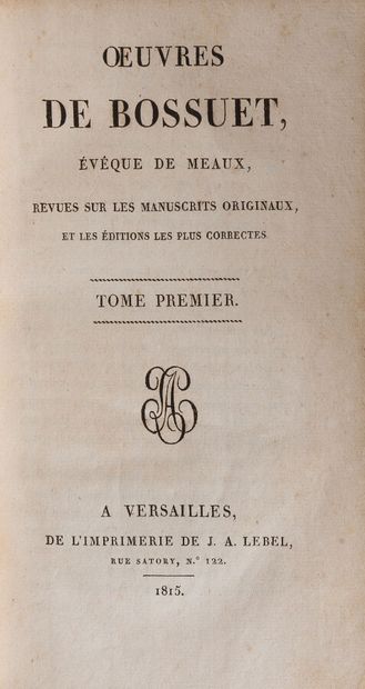 null BOSSUET (Jacques Bénigne)

Complete works. Versailles, Lebel, 1815-19.

43/47...