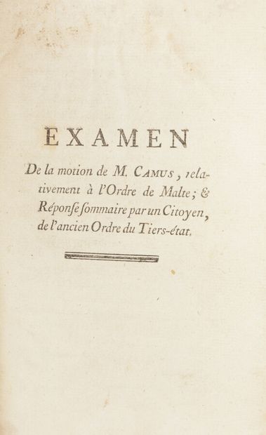 null [ORDRE de MALTE]

- Recueil de textes : Examen de la Motion de M. Camus, relativement...
