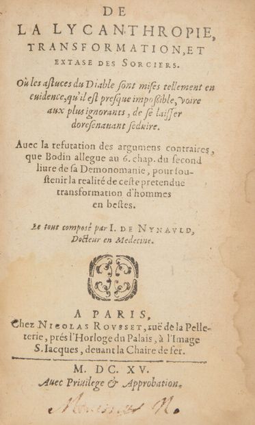 null Demonology

NYNAULD (Jean de)

Of Lycanthropy, transformation and ecstasy of...