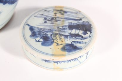 null Ginger pot in blue-white porcelain with revolving mountain landscape decoration

China,...