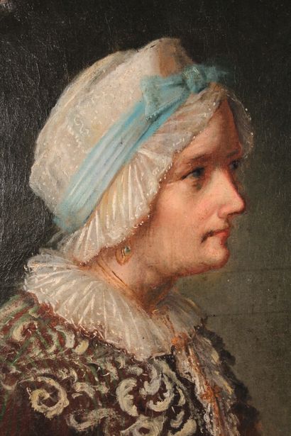 null French School XVIIIth

"Woman with the headdress"

Oil on canvas in oval

70...
