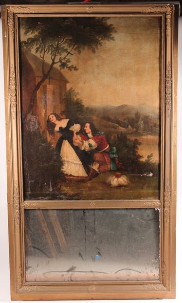 null Trumeau with wood and gilded stucco frame decorated with an oil on canvas 

"Gallant...
