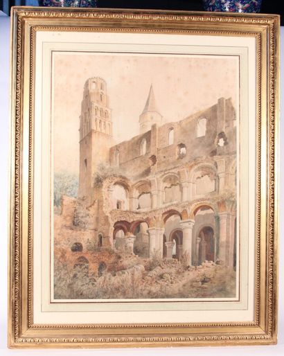null Eustache BERAT (1792-1884)

"Abbaye de Jumièges"

Watercolor signed lower right

55...