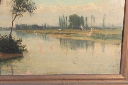 null Hypollite PRADELLES

"River Landscape"

Oil on canvas signed lower left

64...