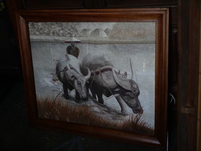 null Broderie de soie

Attelage de buffles

Asie, XXème siècle

67 x 83 cm