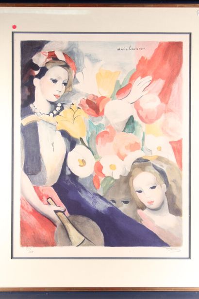 null According to Marie LAURENCIN (1883-1956)

"Girls with a bouquet"

Colour lithography...
