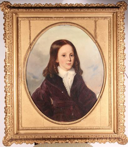 null French School XIXth 

"Portrait of a young boy"

Oil on canvas in oval

60 x...
