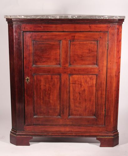 null Small corner piece of furniture in stained wood and molded, opens to a door,...