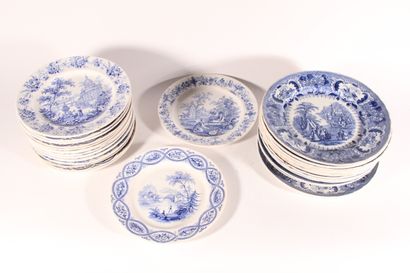 null David Johnston 6 earthenware dessert plates, romantic blue cameo decor.

10...