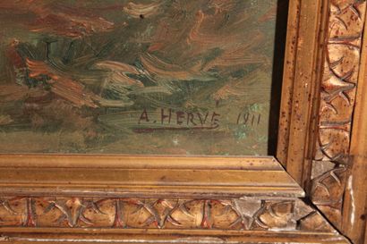 null A. HERVE

"Sous-bois" 

Huile sur toile signée en bas à droite et datée 1911

60...