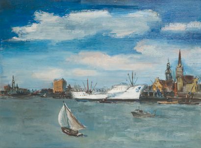 null Paul DAXHELET (1905-1993)

"Steamship in port"

Oil on canvas, signed lower...