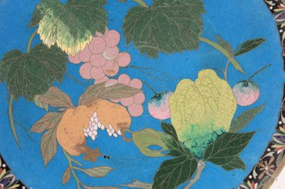 null Round platter with fruit decoration on a blue background

Japan, Circa 1900

D.:...